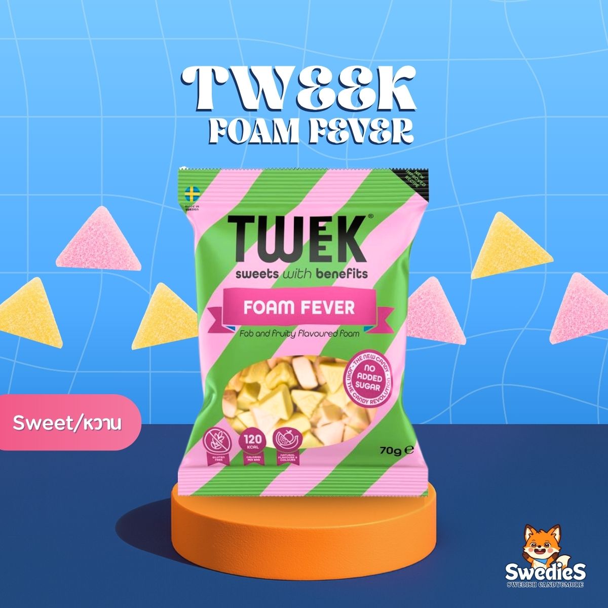 Swedish Gummies from Swedies low sugar candy pack, colorful soft candies in clear plastic packaging.