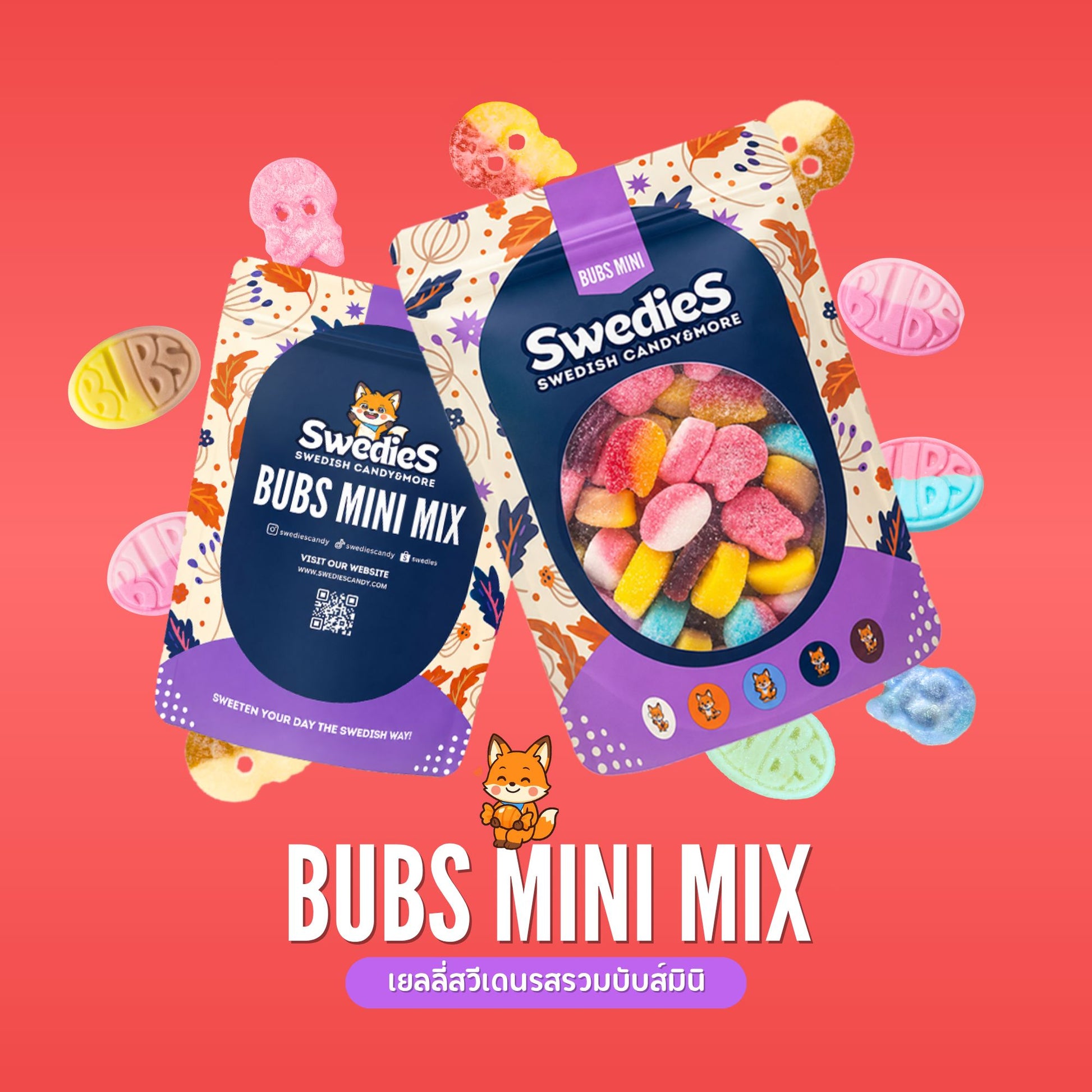 Swedies BUBS Mini Mix vegan Swedish gummies and Scandinavian candy assortment